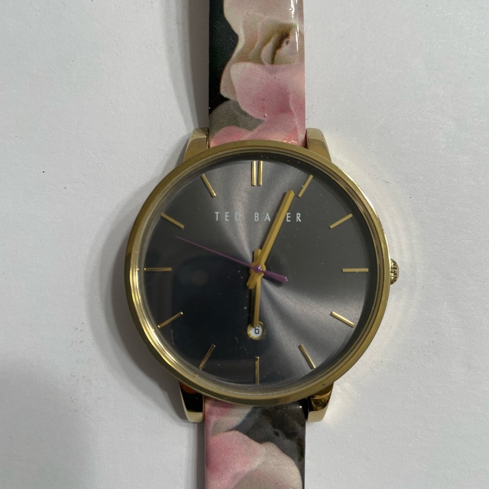 Ted Baker Gold and Black Watch with Floral Strap